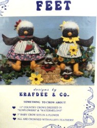 11'' COUNTRY CROW DOLL, WATERMELON/ SUNFLOWR DRESS,3''BABY PATTERN